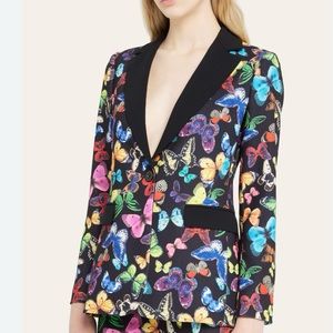 Alice + Olivia Macey Butterfly Combination Notch Collar Fitted Blazer Jacket